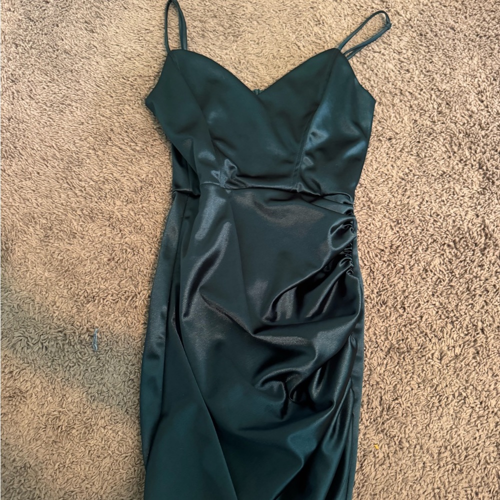 Elegant Green Satin Dress